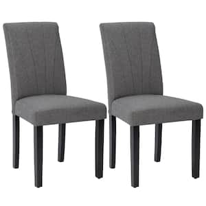 Dining Chairs Set of 2 Modern Fabric and Solid Wood Legs and High Back Chairs for Kitchen/Living Room Gray Upholstered