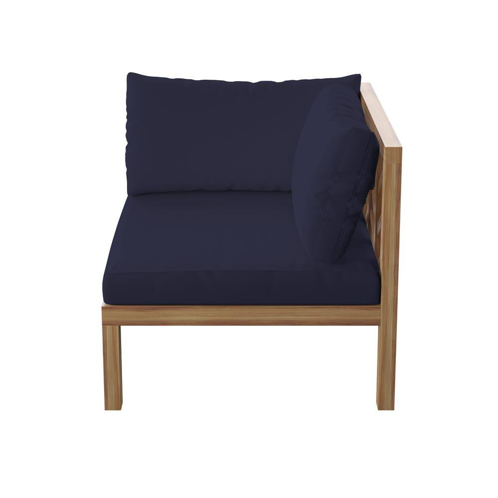 TK CLASSICS Acacia Outdoor Sectional Corner Sofa Seat with Navy