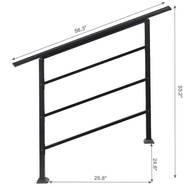 Karl home 38 in. H x 49 in. W Black Iron Stair Railing Kit