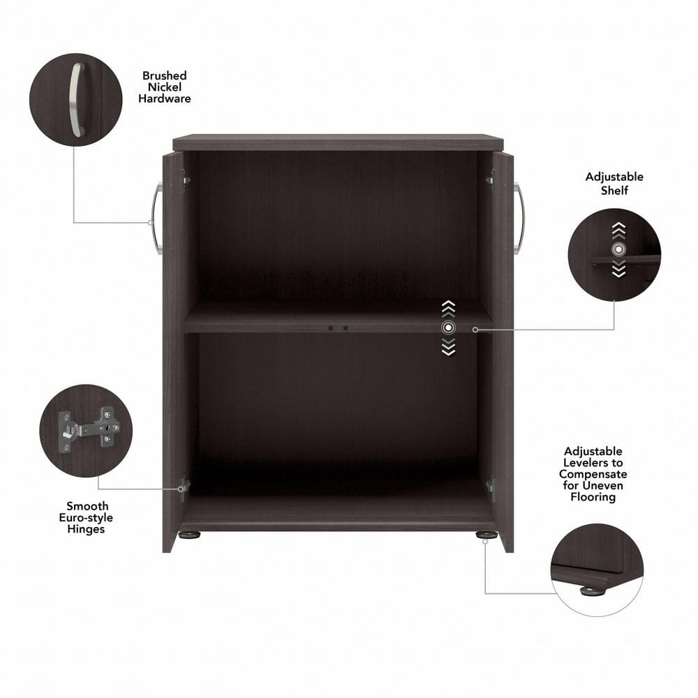 Storm Gray 34-Inch Freestanding Office Storage Cabinet with Adjustable Shelves