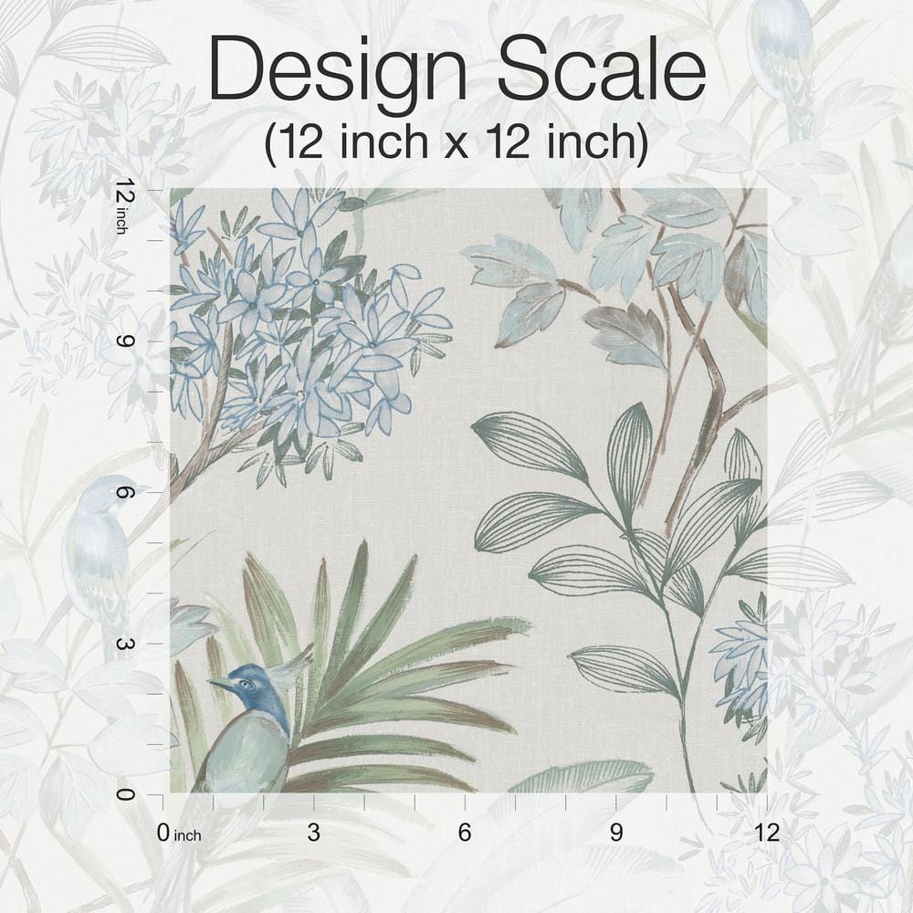 Turquoise Floral and Botanical Peel & Stick Wallpaper Roll