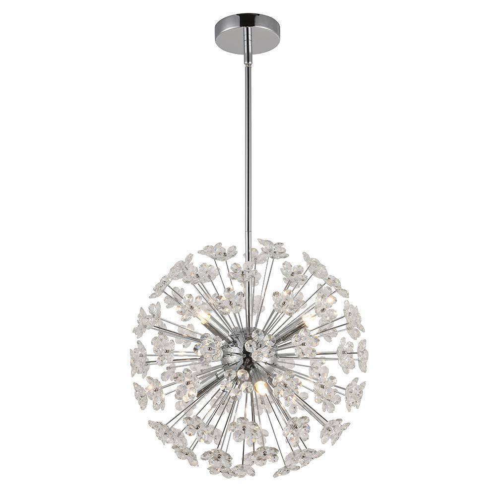 Sputnik Flower Chrome Pendant Light with Crystal Accents