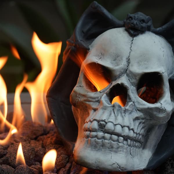 Fire Pit Demon Skull Gas Log for Ventless & Vent Free