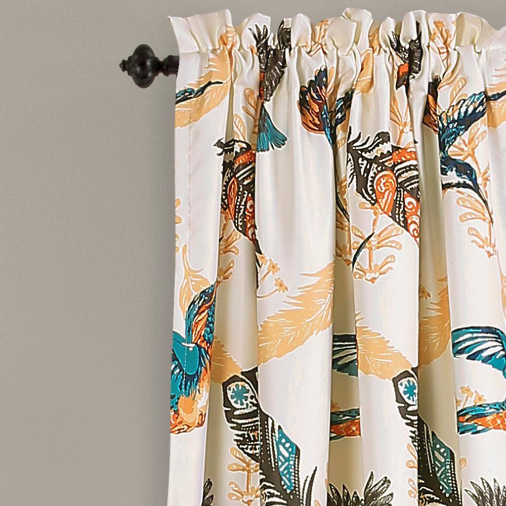 Bird Breeze Blue Polyester Blackout Curtain Pair