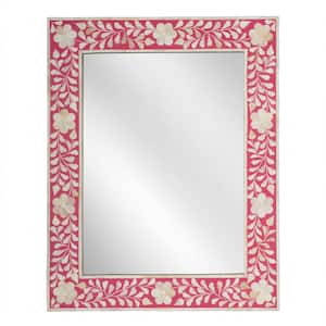Vivienne Bone Inlay Wall Mirror, Pink, and White 30.0 in. H x 24.0 in. W x 1.0 in. D