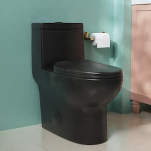 Ally 12 in. Rough in Size 1-Piece 1.1/1.6 GPF Dual Flush Elongated Toilet in Black, Seat Included