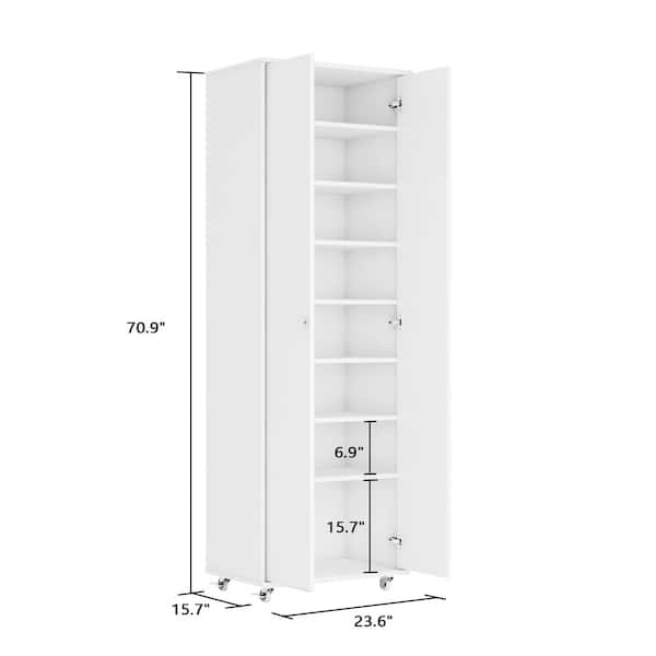 FUFU&GAGA White Wood 2-Door Cabinet Bookshelf Cupboard with 2