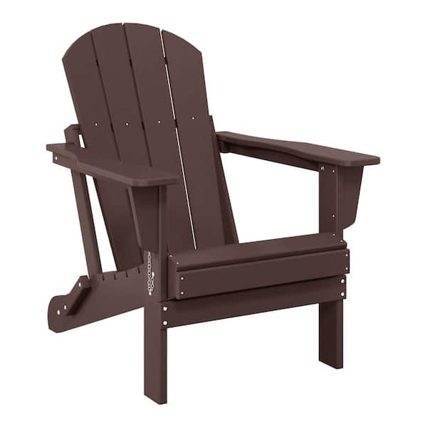 Laguna Fade Resistant Outdoor Patio HDPE Poly Plastic Classic Folding Adirondack Lawn Chair in Dark Brown