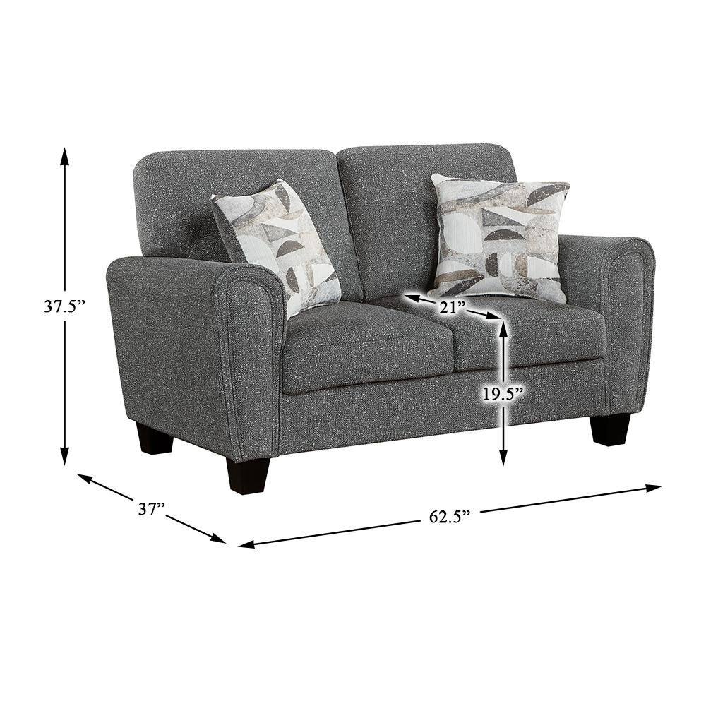 Sofa dimensions diagram showing height, depth, and width.