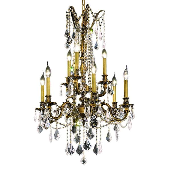 Elegant Lighting 9-Light Antique Bronze Chandelier with Clear Crystal