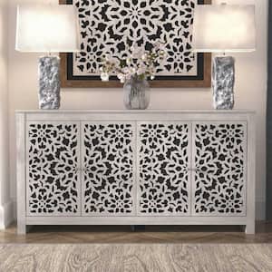 Culbreath Dusty Gray Oak and Gray Stone Wood 57.6 in. 4-Door Wide Sideboard with Adjustable Shelves