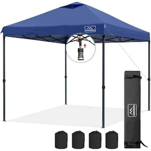 Navy Blue 10 ft. x 10 ft. Pop Up Canopy Tent with 3 Adjustable Heights, Wheeled Carry Bag, 8 Stakes and 4 Ropes