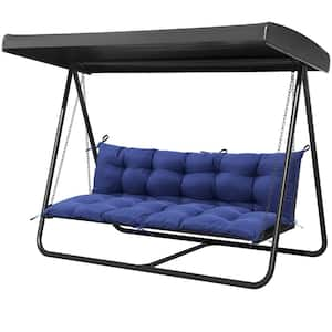 61 in. x 19.7 in. Rectangular Outdoor Bench/Swing Cushion with Backrest in Navy Blue