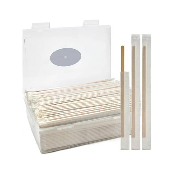 Natural Brown Disposable Bamboo Coffee Stirrers Individually Wrapped Sticks Kitchen Tableware 200 Per Case