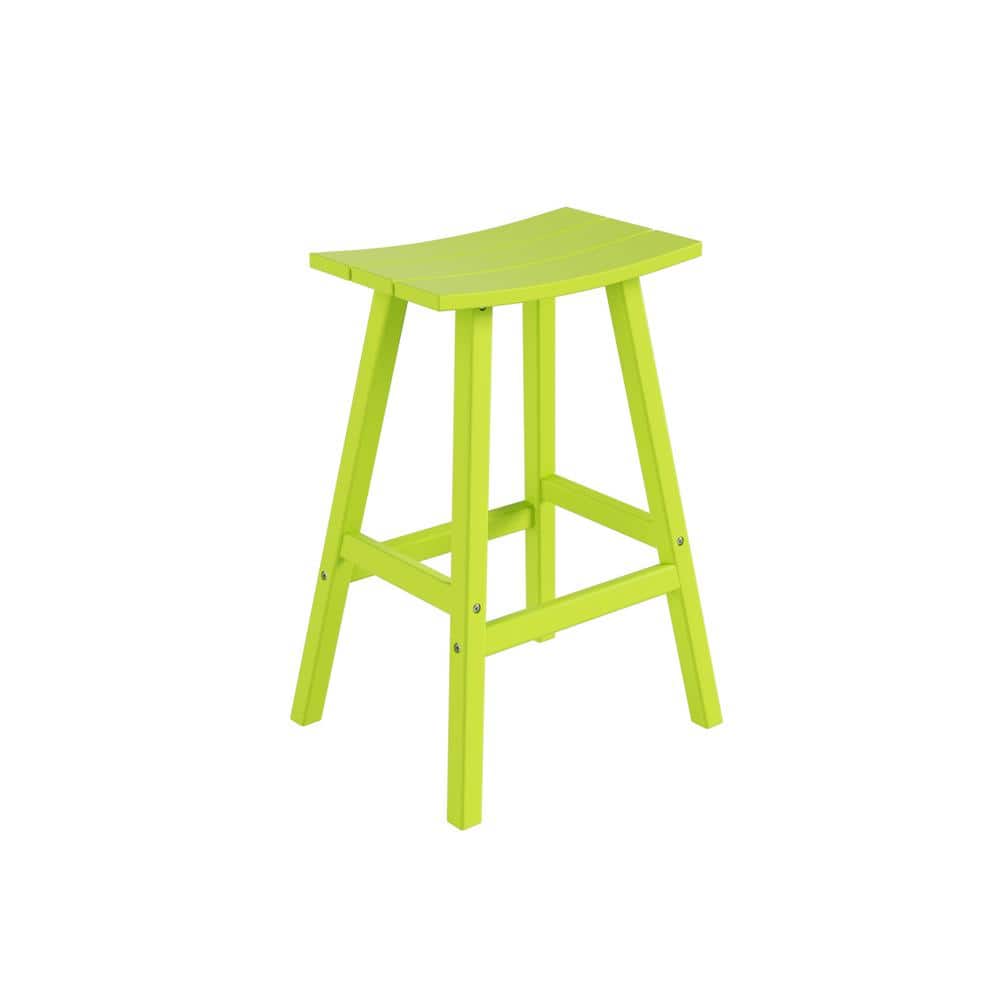 All-Weather Lime 29" Outdoor Bar Stool with Saddle Seat