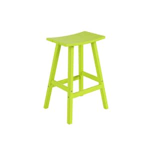 Franklin Lime Green 29 in. Poly HDPE Fade Resistant Outdoor Patio Saddle Seat Pub Height Bar Stool