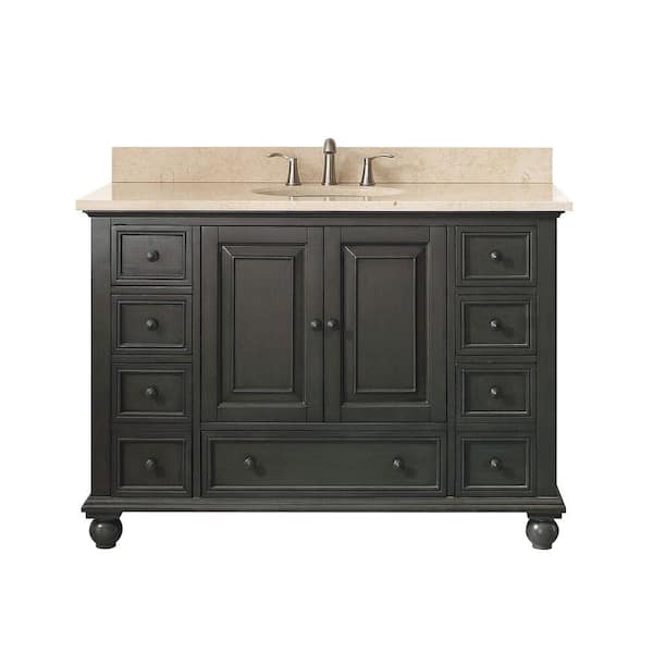 Avanity Thompson 49 in. W x 22 in. D x 35 in. H Vanity in Charcoal Glaze with Marble Vanity Top in Galala Beige with Basin
