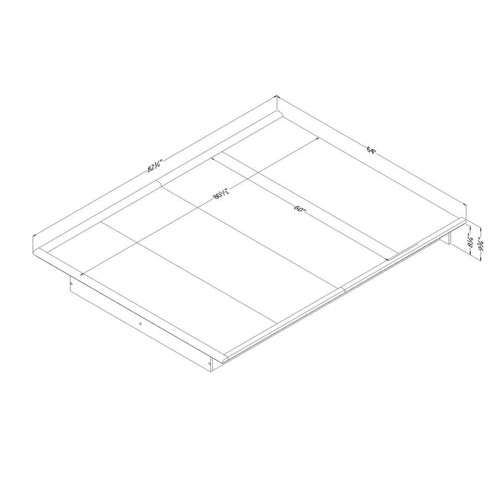 Sleek Gray Oak Queen Platform Bed with Upholstered Headboard