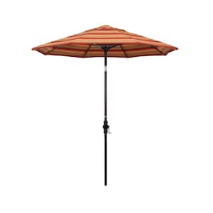 7.5 ft. Bronze Aluminum Market Collar Tilt Crank Lift Patio Umbrella in Astoria Sunset Sunbrella