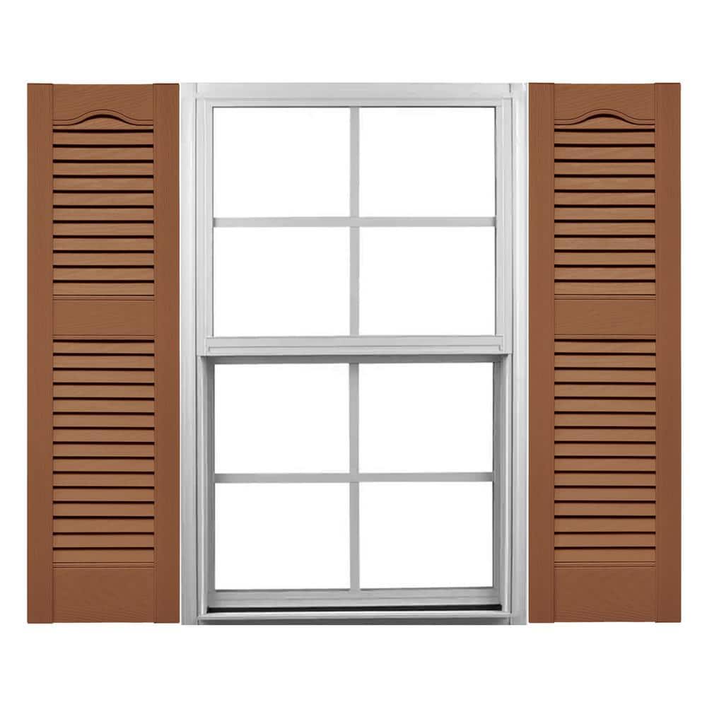Mid America 12 in. W x 67 in. H Louvered Vinyl Shutters Pair in Treated Cedar price history on PriceWatchPro