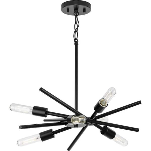 Progress Lighting Astra 6-Light Matte Black Modern/Contemporary Chandelier