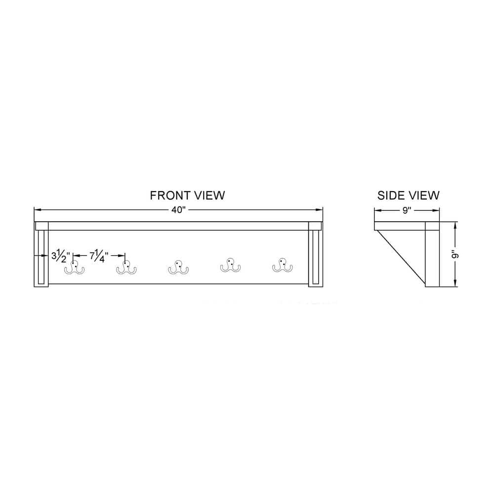 Newport Light Amber Wood and Gray Composite Entryway Bench with Coat Hooks
