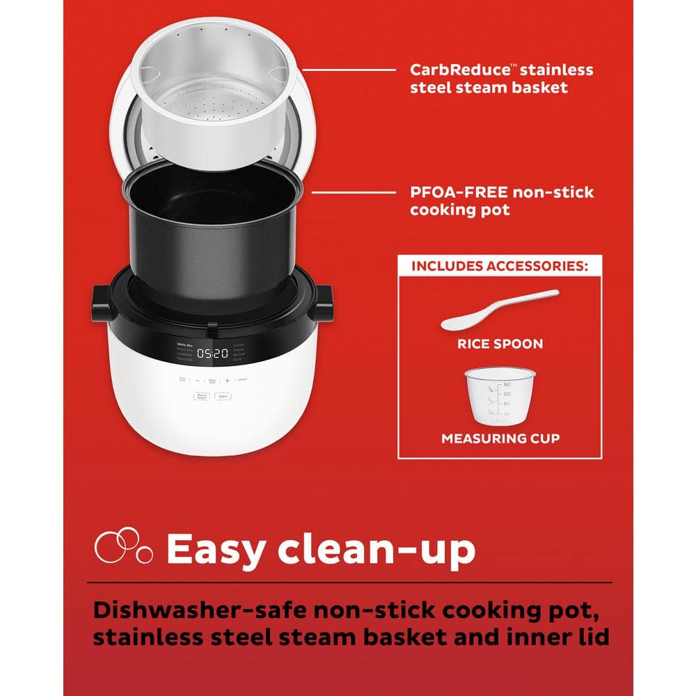 20-Cup White Electric Multi-Grain Rice Cooker with Steamer