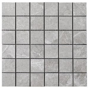 LithoTech Silver Gray 11.81 in. x 11.81 in. Matte Porcelain Mosaic Floor and Wall Tile (0.96 sq. ft./Each)