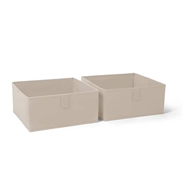 Kids 2pc Folding Storage Bins Set - 2 Taupe 10.5”x10.5"x5" Bin Organizers with Handles, Foldable Cube Storage