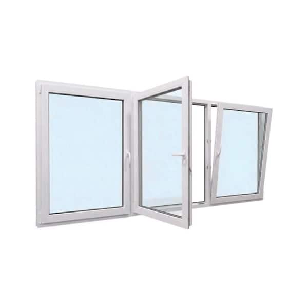 96 in. x 48 in. Elite Euro White Exterior/Interior Vinyl Triple Sash Tilt/Turn Window with Middle Left Inward Swing