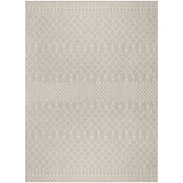 Nourison Positano Light Grey 9 ft. x 12 ft. Moroccan Contemporary Area Rug