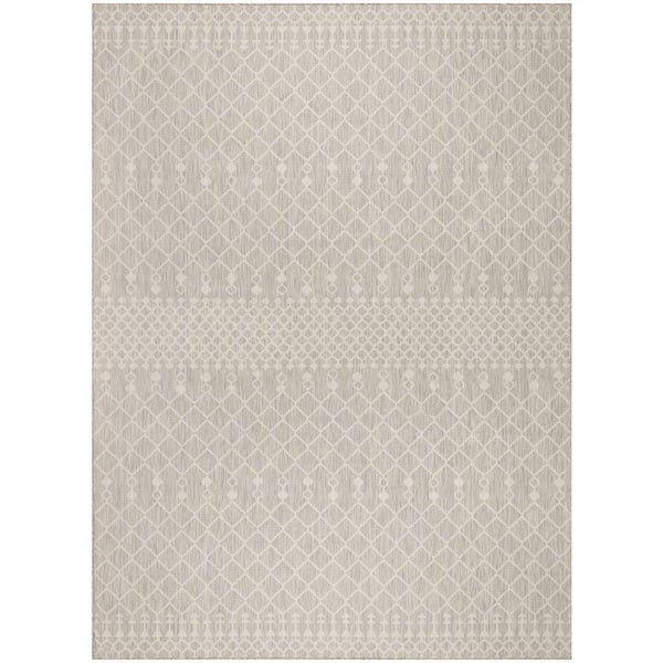Positano Light Grey 9 ft. x 12 ft. Moroccan Contemporary Area Rug
