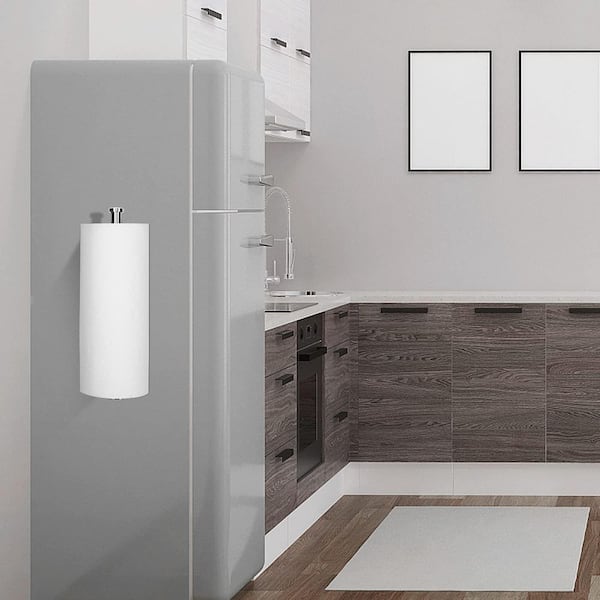 Magnetic Mount Brushed Steel Paper Towel Holder Rotatable Strong Magnetic Base for Kitchen Refrigerator Grill