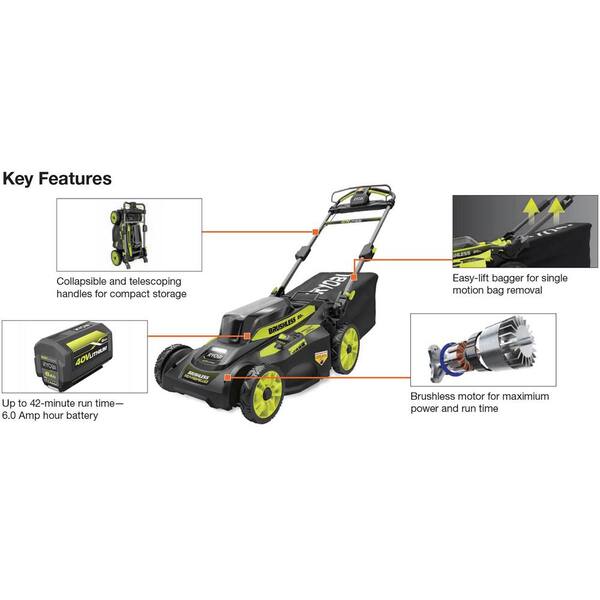 Ryobi Lawn Mower Replacement Battery Back-up Power 48-V Cordless Self-Propelled