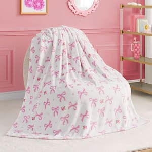 JUICY COUTURE Bowquet Soft White Plush Polyester Kids Throw