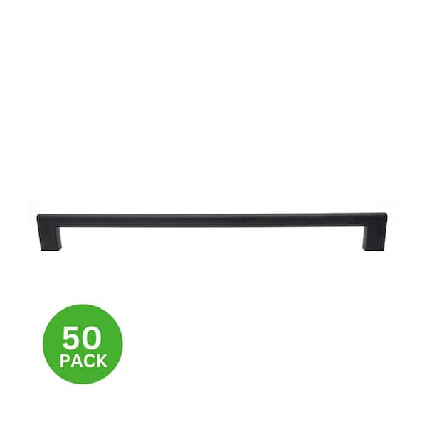 50-Pack Vail 12 in. (305 mm) Center-to-Center Modern Matte Black Bar Drawer Pull