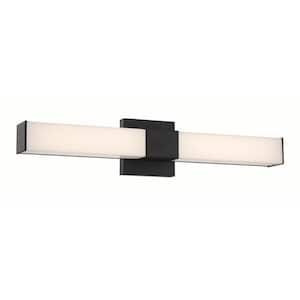 Vantage Modern 2-Light Black Dimmable LED Wall Sconce with White Acrylic Shades