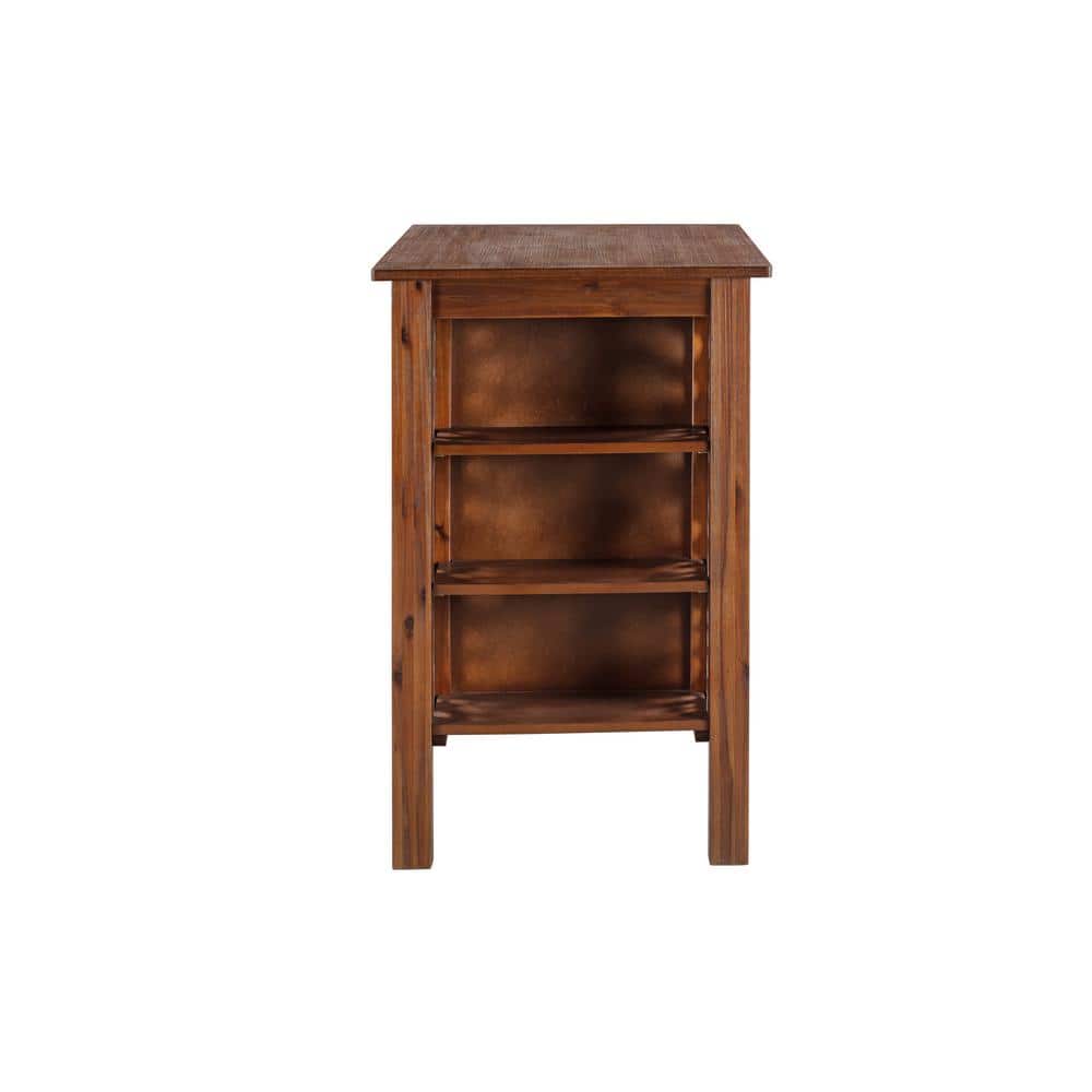 Chestnut Reclaimed Wood Counter Height Dining Table with Shelves