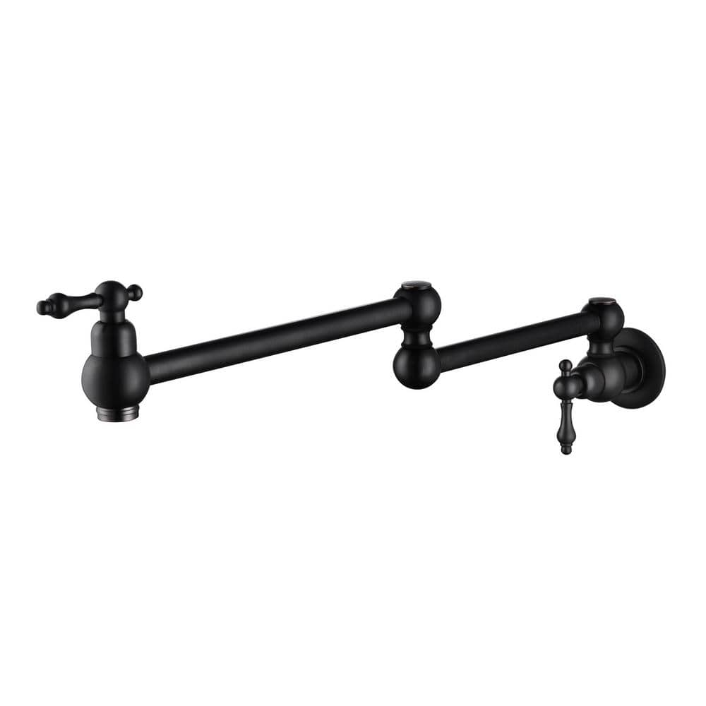 Wall Mount Kitchen Faucet Pot Filler Faucet Single-Handle in Matte Black
