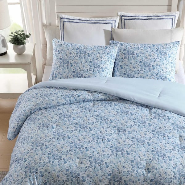 Laura Ashley Quartet 3-Piece Cotton Blend Cashmere Blue King