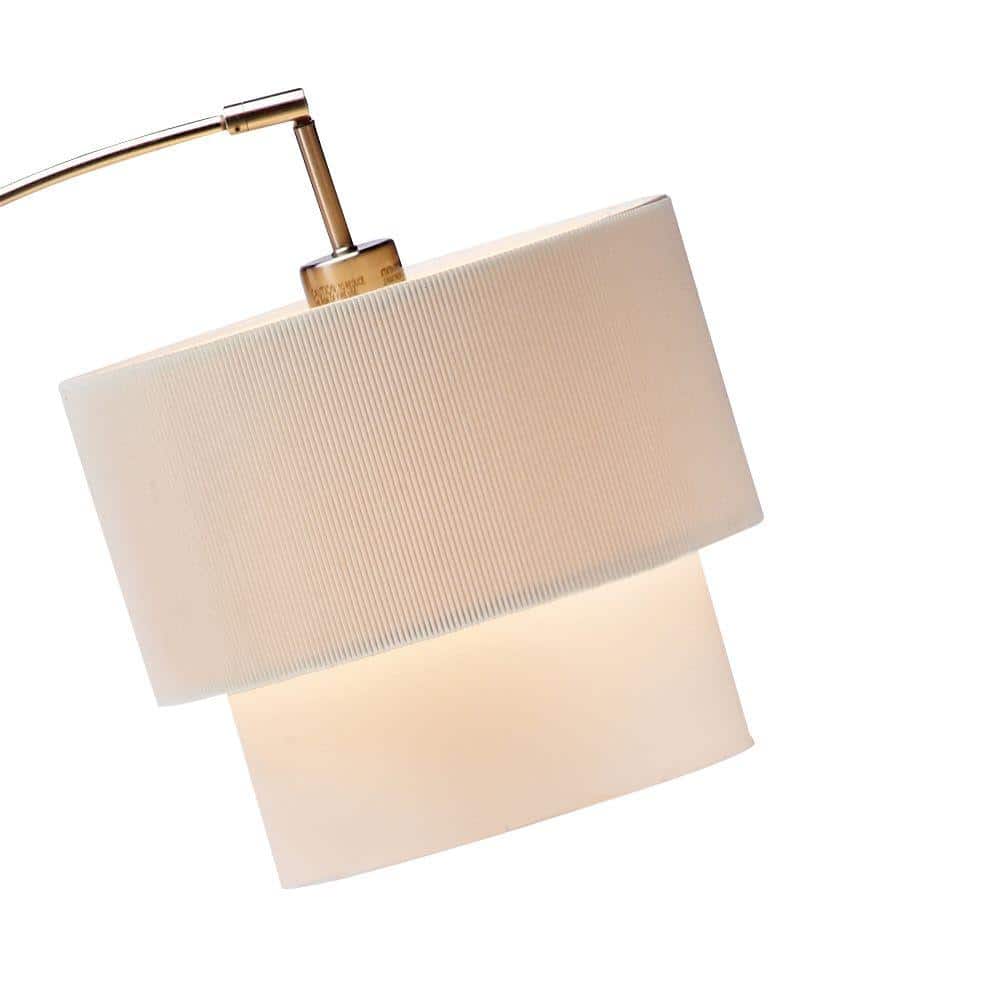 Gala Brushed Steel Adjustable Arc Floor Lamp with Corrugated Shade