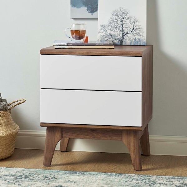 MODWAY Envision 2-Drawer Nightstand in Walnut White