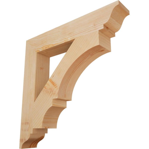 Ekena Millwork 3.5 in. x 24 in. x 24 in. Douglas Fir Balboa Traditional Smooth Bracket