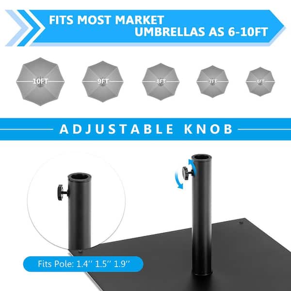 40 lbs. Metal Plastic Patio Umbrella Base in Black Square
