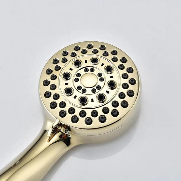 5-Spray Patterns with 2.5 GPM 3.72 in. Wall Mounted Handheld Shower Head with Massage and Mist Spray in Polished Gold