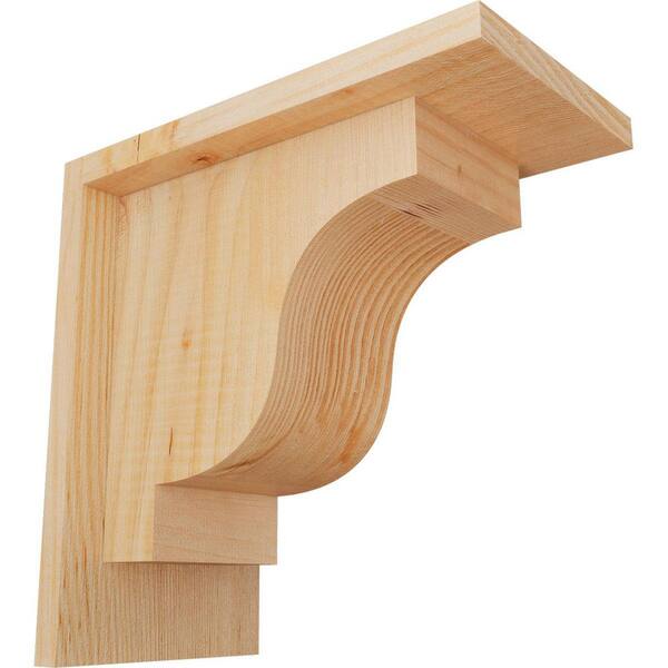 Ekena Millwork 5-1/2 in. x 10 in. x 10 in. Douglas Fir Newport Smooth Corbel with Backplate