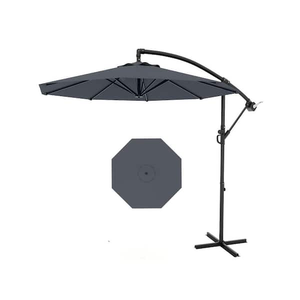 commercial grade offset patio umbrellas 10 ft. Metal Pole Cantilever Offset Patio Umbrella in Gray with Tilt  Adjustment and Cross Base ATYPPG_33479D9Q