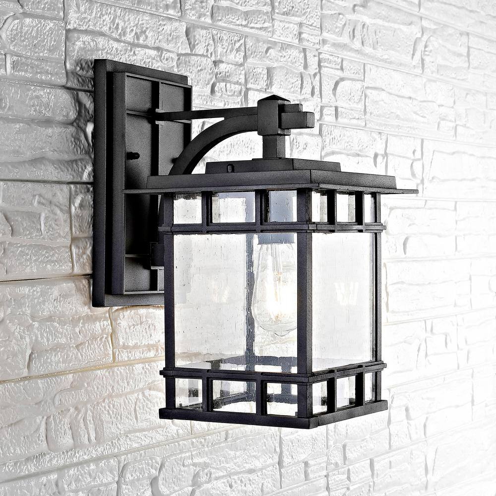 Black Geometric Mission Style Outdoor Wall Lantern