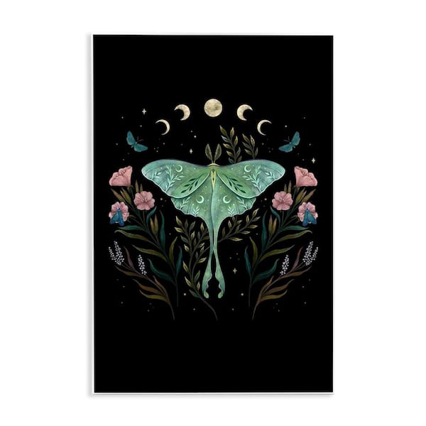 Luna Moth with Florals by Episodic Drawings Unframed Graphic Art Print Animal 19 in. x 13 in.