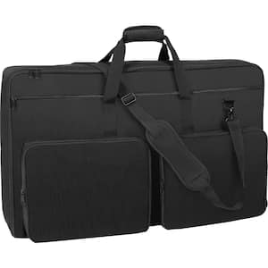 Black Padded DJ Mixer Gig Bag Oxford Fabric DJ Gear Briefcase with a Storage Pocket Removable Shoulder Strap Large